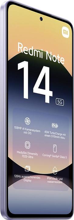 Actual product image Xiaomi Redmi Note 14 5G (128 GB, Lavender Purple, 6.67", Dual SIM, 108 Mpx, 5G)