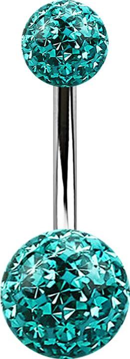 Produktbild Star Piercing Banane silber mit zwei Kristall Kugeln türkis Epoxy Schutzschicht (Chirurgenstahl 316L, ohne Messing)