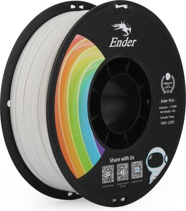 Immagine prodotto Creality Filamento PLA+ Bianco, 1,75 mm, 1 kg (PLA, 1.75 mm, 1000 g, Multicolore)