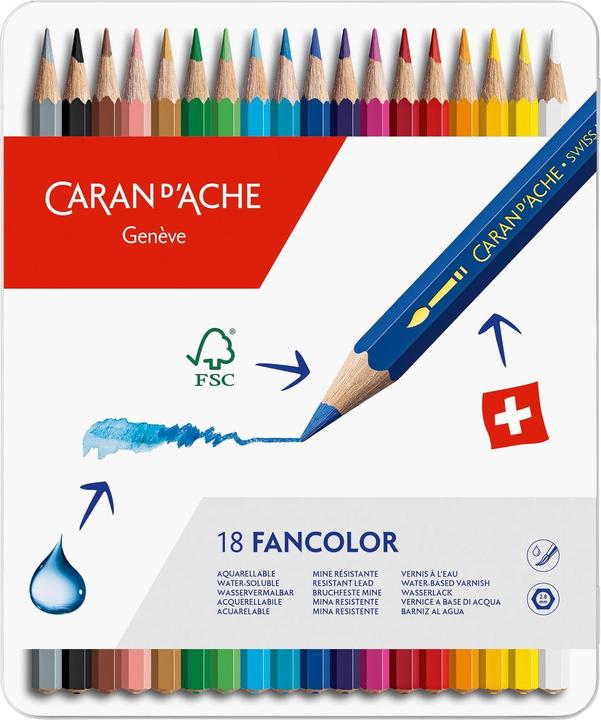 Caran d'Ache Fancolor coloured pencils metal box (Multicoloured, 18 x)