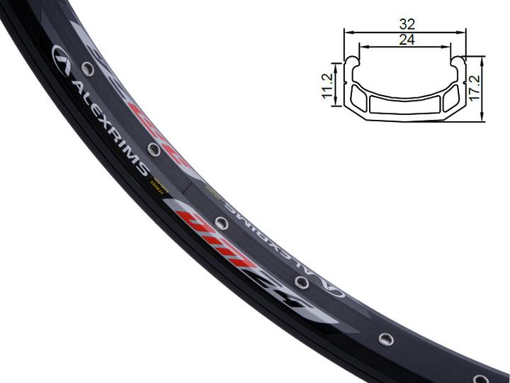 Actual product image Alexrims Extreme Rand DM24 24 "x32OTW. Daled Black (DWZ) (24")