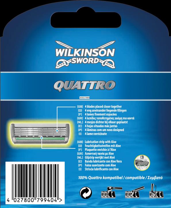 Actual product image Wilkinson Quattro Men's Razor Blades 6 Pieces (6 x)