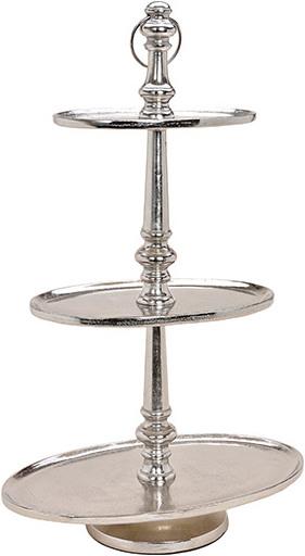 G. Wurm Etagere mit 3 Ebenen Oval aus Metall Silber (H) 75cm, 28x18cm/41x26cm/51x31cm