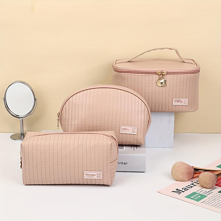 Produktbild Only-Bags.Store 3pcs/set Kosmetiktasche, tragbare grosse Öffnung quadratische Kosmetiktasche / Shell Design