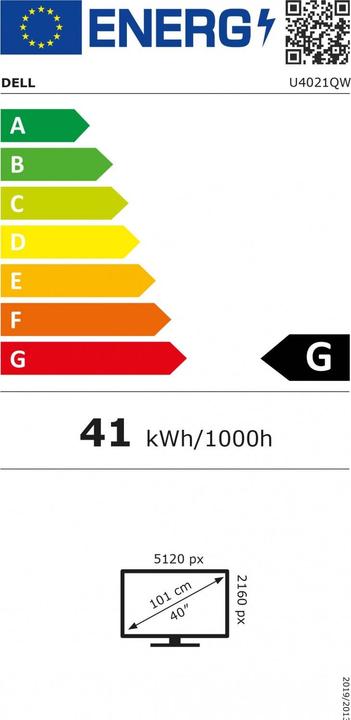 Energie-Label Dell UltraSharp U4021QW (5120 x 2160 Pixel, 39.70")