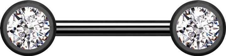 Actual product image Star Piercing Barbell black with two balls front crystal silver (Surgical steel 316L)