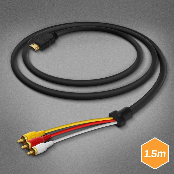 Image du produit LinQ HDMI vers 3x RCA mâle Câble vidéo par - Noir (1.50 m)