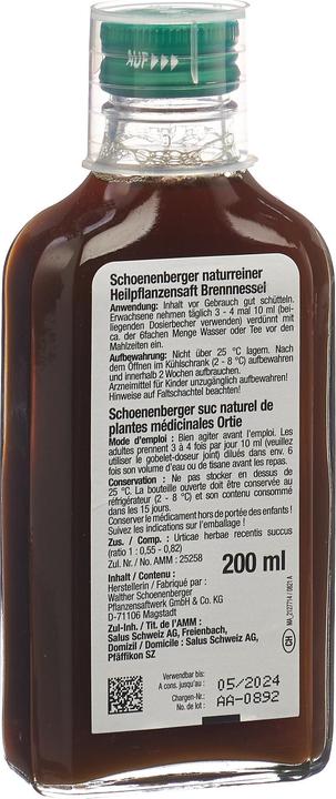 Image du produit Schönenberger ortie suc de plantes médicinales sirop