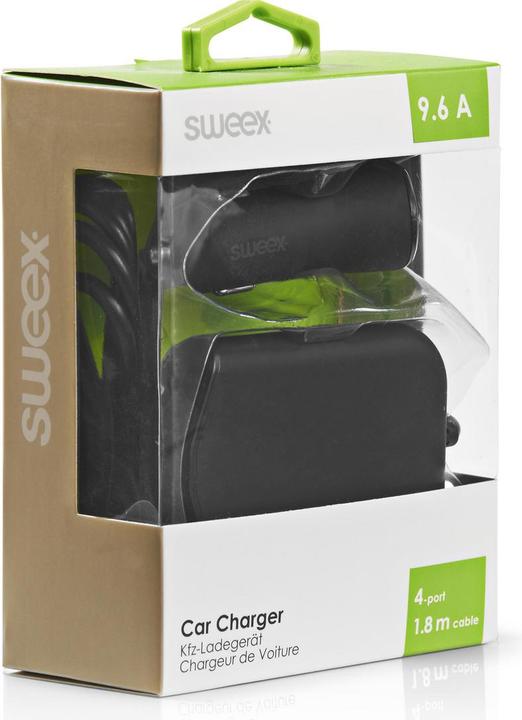 Image du produit Sweex Chargeur de voiture 4 sorties 9.6 A USB noir