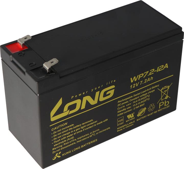 Actual product image Kung Long Battery WP7.2-12M, VDS G101163, Faston 6.3mm plug contacts (12 V, 7.20 Ah)