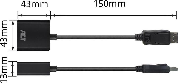 Actual product image AC7510 Video Cable Adapter 0.15m DisplayPort DVI-D Black (DVI, 15 cm)