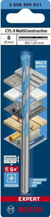 Actual product image Bosch Professional Zubehör Expert CYL-9 MultiConstruction drill, 8 x 80 x 120 mm, d 7.2 mm (8 millimetres)