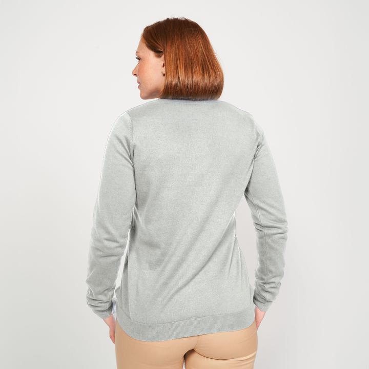 Inesis Damen Golf Pullover V-Ausschnitt Baumwolle - CW 100 grau