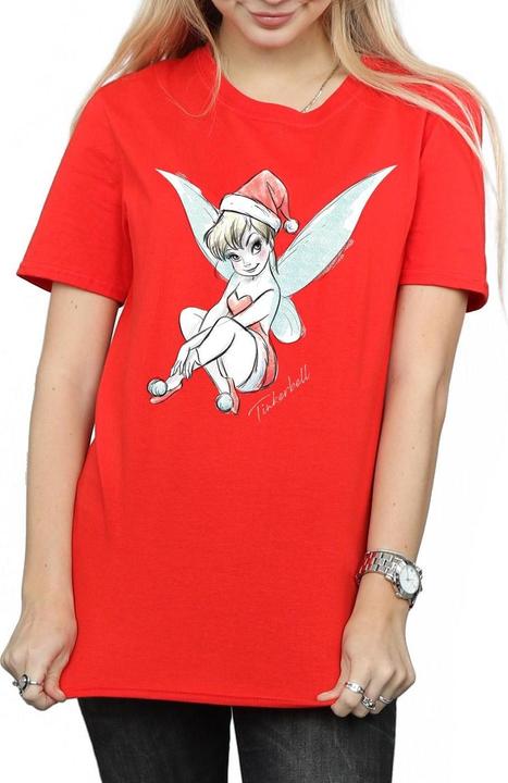 Actual product image Disney Womens/Ladies Tinkerbell Christmas Fairy Cotton Boyfriend T-Shirt (M)