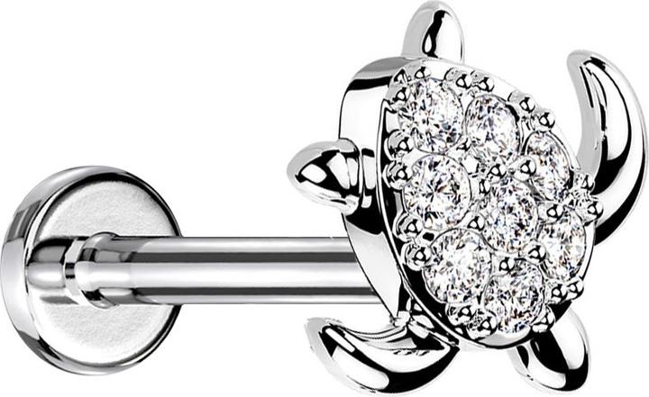 Image du produit Star Piercing Micro Labret femelle argenté Cristaux de tortue argentés (Acier chirurgical 316L, Laiton)