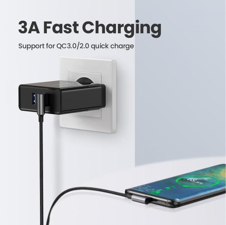 Produktbild Ugreen Right Angle USB C Quick Charging Cable (0.50 m, USB 2.0)