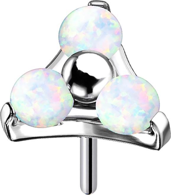 Image du produit Star Piercing Threadless argent triangle trois opales blanc (Titane G23, sans laiton)