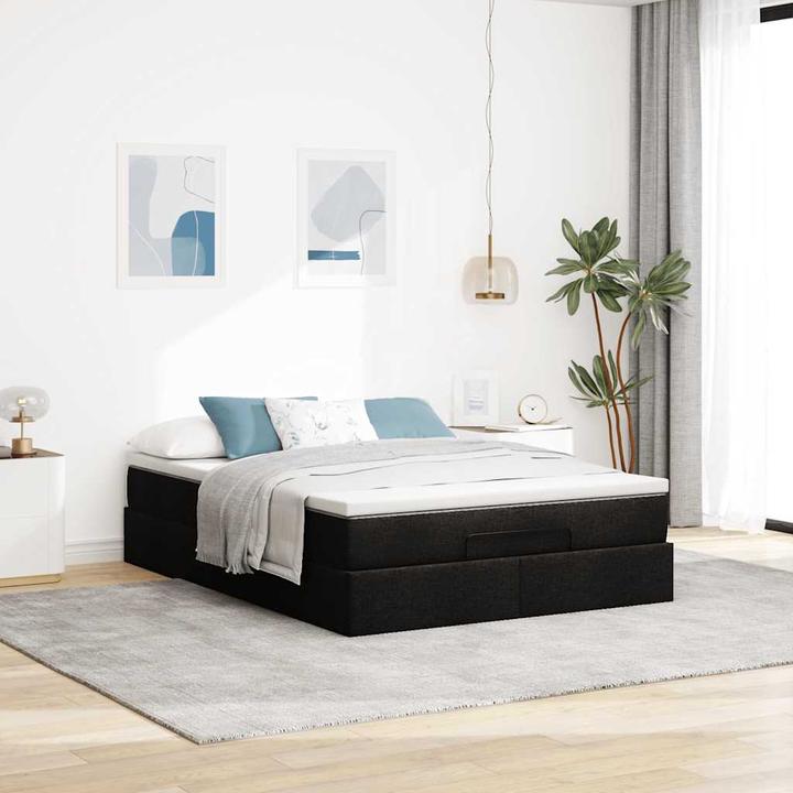 Image du produit VidaXL Ottoman-lit avec matelas Noir 140x200 cm Tissu (140 x 200)