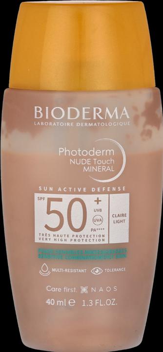 Actual product image Bioderma Photoderm Nude Touch Mineral SPF50+ claire (Sun cream face, SPF 50, 40 ml)