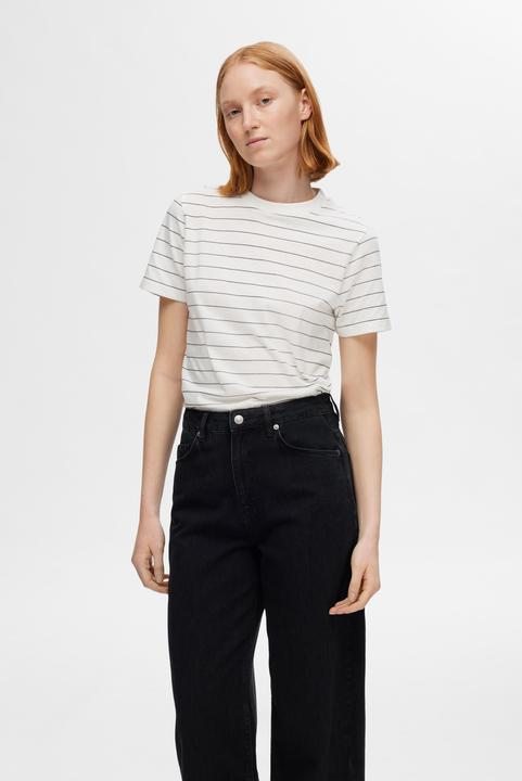 Image du produit Selected Femme T-shirt en coton rayé (M)