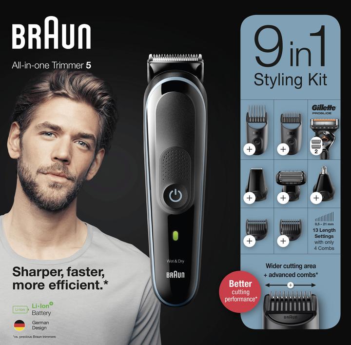 Image du produit Braun MGK5380, Tondeuse Tout-En-Un, Tondeuse À Barbe 9-En-1 Pour Homme, 7 Accessoires