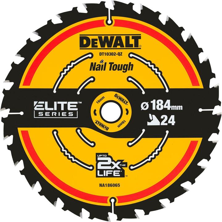 Actual product image DeWalt Circular saw blade (for hand-held circular saws without riving knife, saw bladeø 184/16, 24WZ, for