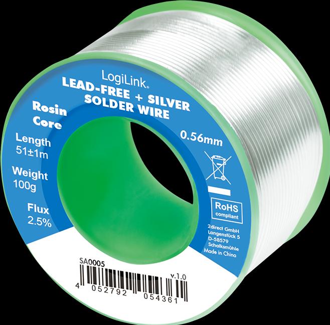 Immagine prodotto LogiLink Filo di saldatura Ø 0,56 mm (senza piombo + argento), 0,7% rame, 100g Ro