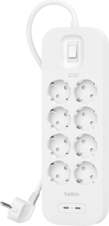 Actual product image Belkin Multiple socket outlet 8-way + 2xUSB-C,900J,30W,2m SRB004vf2MV2 (8 x, USB-A, USB-C, 2 m)