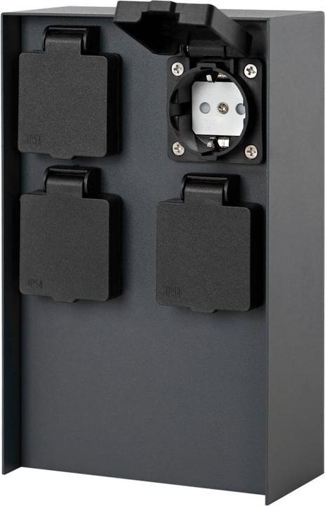 Actual product image Grafner Socket column black with 4 outdoor sockets stainless steel garden socket energy column