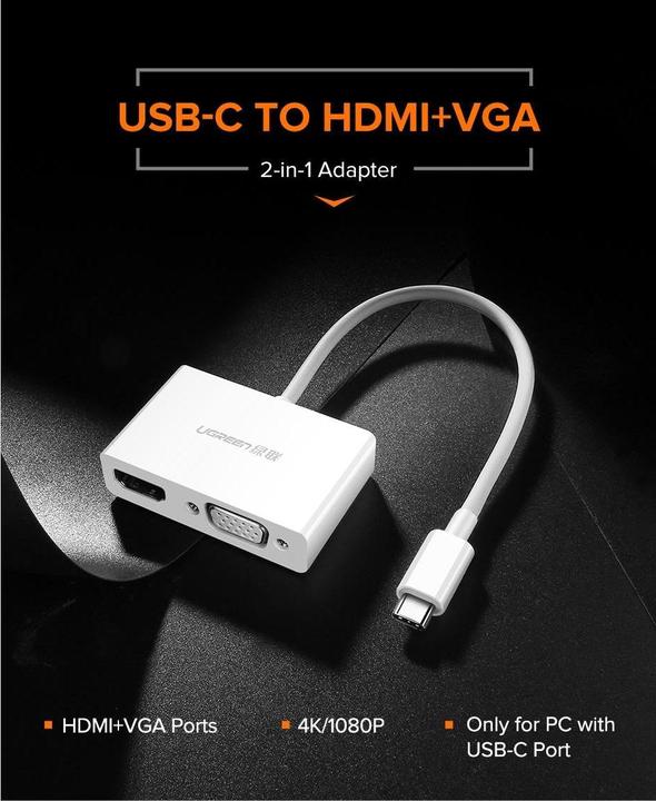 Produktbild Ugreen USB-C zu HDMI + VGA Adapter (USB Typ-C, 3 cm)