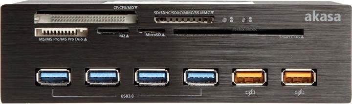Productafbeelding Akasa Interconnect Ex Interne 5-poorts kaartlezer incl. USB 3.0 Hub (4-pins Molex, USB 2.0, USB 3.0)