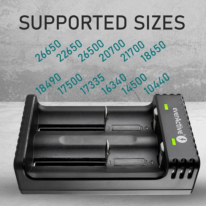 Immagine prodotto Everactive Batterieladegerät für Li-Ionen-Akkus LC-200 (1 pz., AAA, AA, C, AAAA, 2200 mAh, Caricabatterie senza batteria)