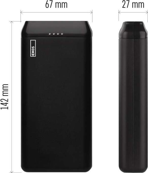 Immagine prodotto Emos Powerbank Alpha2 20, 20000 mAh, 10 W, nero (20000 mAh, 10 W, 74 Wh)