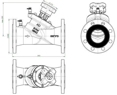 Image du produit Oventrop OV Vanne d'équilibrage Hydrocontrol VFC PN 16, fonte grise, bride/DIN DN 80