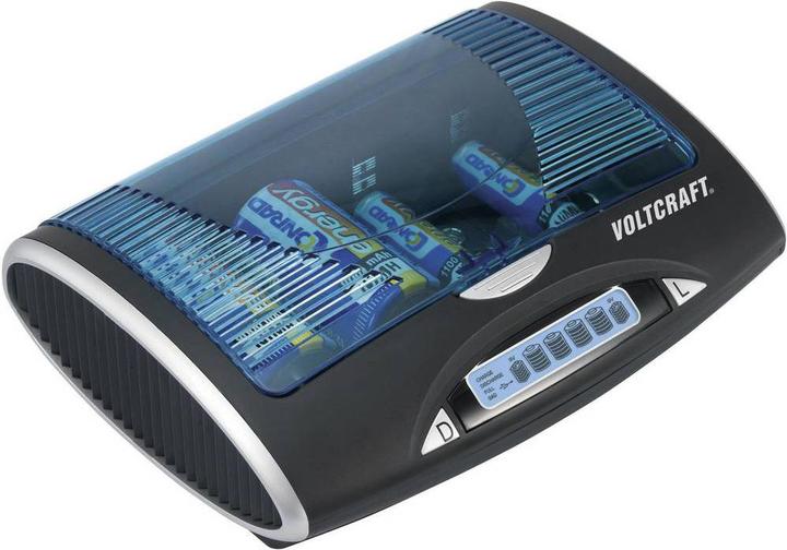 Actual product image Voltcraft Universal charger P600-LCD with USB (4 pcs., AA, AAA, 9V Block, C, D, Chargers without battery)