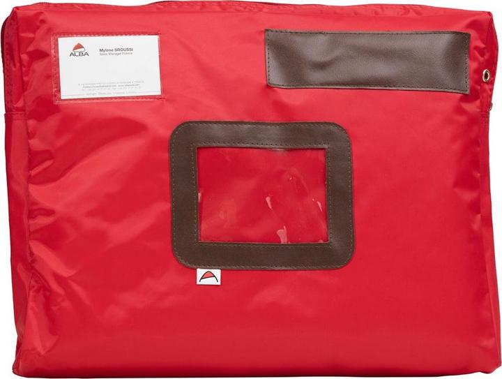 Actual product image Alba Bank bag "POCSOU R" with stretch pleat, made of nylon, red zip, sender window, dimensions: (W)42... (Gift box, 1 x)