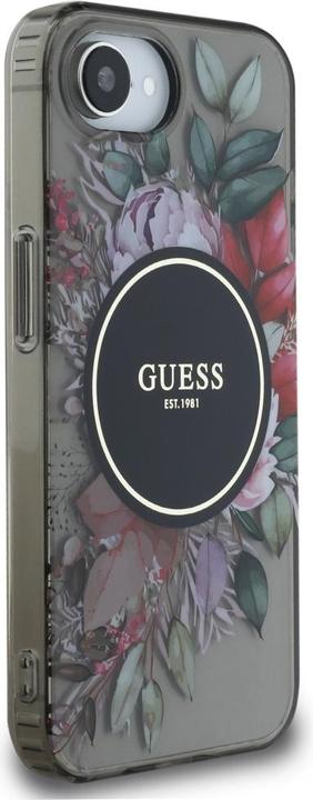 Produktbild Guess Case IML Flowers MagSafe for iPhone 16e black (Apple iPhone 16e)