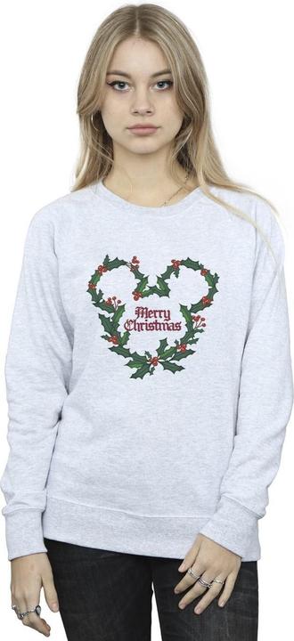 Actual product image Disney Womens/Ladies Mickey Mouse Merry Christmas Holly Sweatshirt (L)