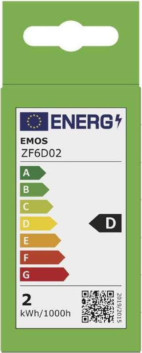 Etichetta energetica Emos Lampada LED a filamento Mini Globe / E27 / 1,8 W (25 W) / 250 lm / Bianco caldo (E27, 1.80 W, 250 lm, 1 x, D)