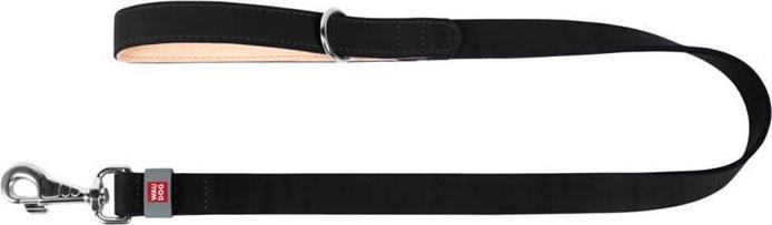 Waudog natural leather dog leash 20 mm wide, 122 cm long Black (Dog, General)