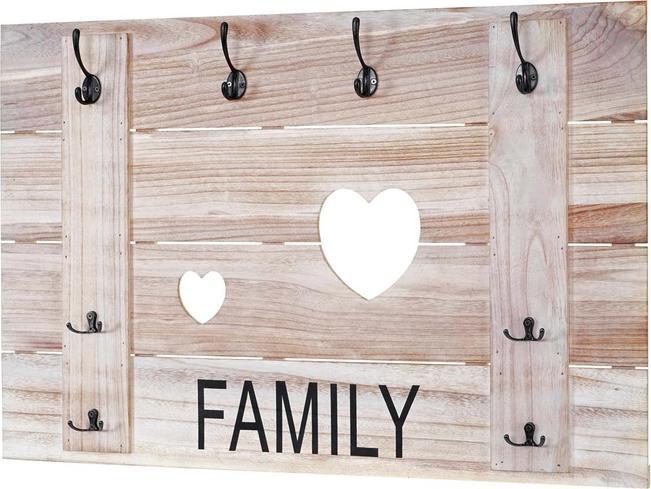 Image du produit Mendler Portemanteau mural Family, panneau de vestiaire Portemanteau, look shabby vintage, 8 crochets