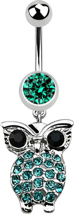 Immagine prodotto Star Piercing Banana in argento con ciondolo gufo e occhioni turchesi (senza ottone, Acciaio chirurgico 316L)