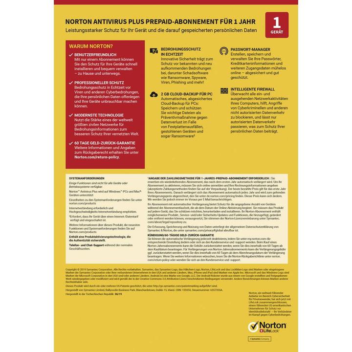 Actual product image Norton AntiVirus Plus (1 User, 12 months)