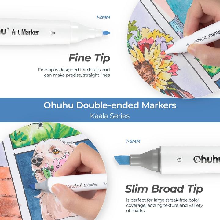 Actual product image Ohuhu Kaala art marker (Multicoloured, 6 mm, 24 x)