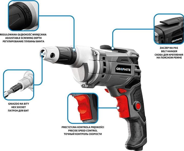 Actual product image Graphite Network drill - 520 W, 0-4200 min. revolutions? 1, one case (Electrical connection)