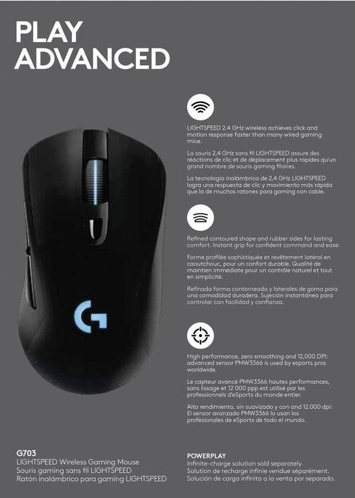 Actual product image Logitech G G703 Lightspeed (Wireless, Cable)