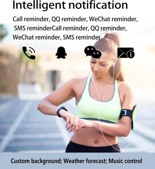 Actual product image PhoneLook Active Fitness Tracker M7 Bracelet sportif intelligent Montre connectée Bluetooth