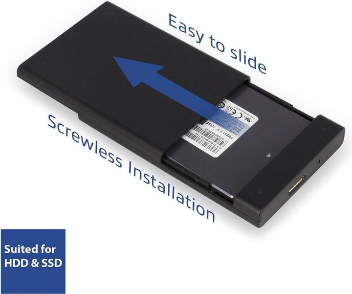 Actual product image 2.5" SATA hard drive enclosure, screwless, USB 3.2 Gen1 (2.5")