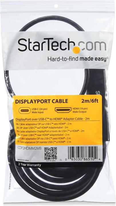 Produktbild StarTech USB Typ C — HDMI (Typ A) (2 m, HDMI, USB Typ C)
