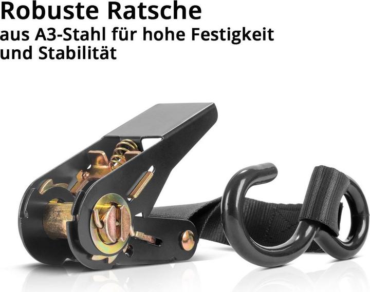 Actual product image Stahlwerk Ratchet strap with hook set of 4 5 m x 25 mm 800 kg lashing strap